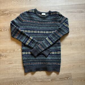 John Henric Sweden Fair Isle Tight Fitting Merino Wool Sweater Size XS - READ